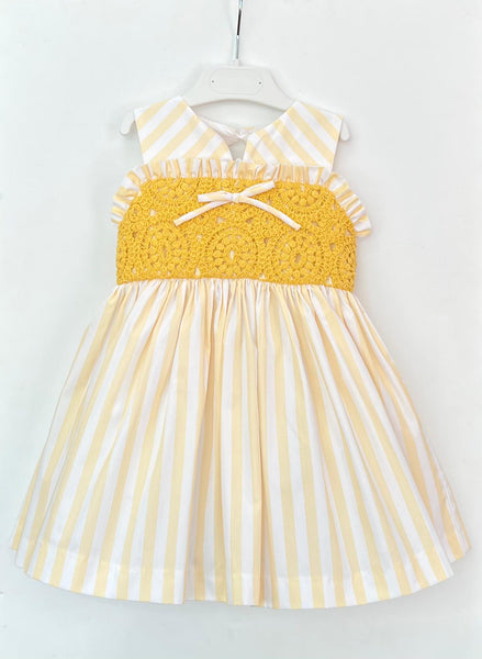 GIRL STRIPES AND CROCHET DETAILS DRESS