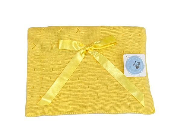 BABY SQUARED UVES BOW KNITTED BLANKET