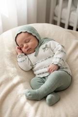 DUSTY GREEN NEWBORN GATHERED DETAILS 3P SET