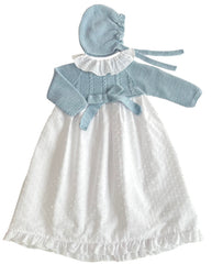 BABY KNITTED WITH PLUMETI GOWN 2P SET