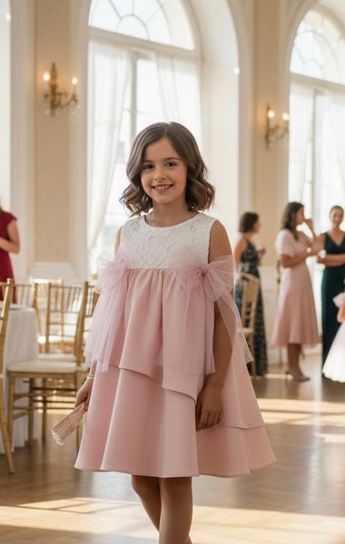 GIRL APPLIQUE DETAIL LAYERED DRESS SKYE