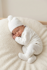 WHITE NEWBORN STRIPES WITH BOOTIES 4P SET