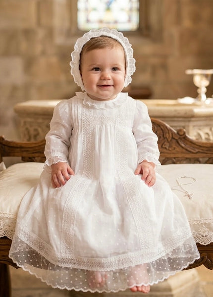 LONG CHRISTENING WHITE DRESS ESPIGAS COLLECTION