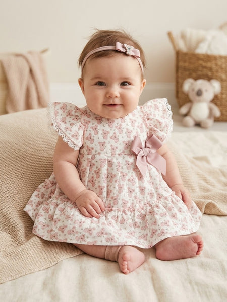 GIRLS KOALA RUFFLE SLEEVE DRESS