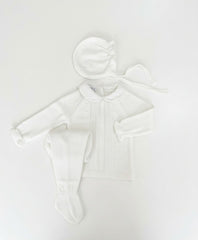 WHITE NEWBORN BOBBLES AND COLLAR 3P SET