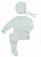 NEWBORN PLAID OPENWORK 3P SET