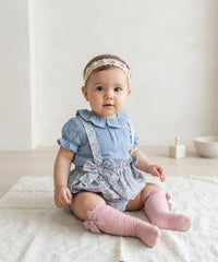 GIRLS EYELET WITH COLLAR TOP AND FLORAL ROMPER 2P MALTA