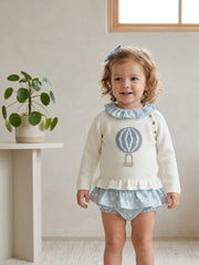 CONJUNTO DE 3 PUNTOS DE SUÉTER CON CAMISA Y PANTALÓN CALIENTE DE GLOBO AEROSTÁTICO PARA NIÑA
