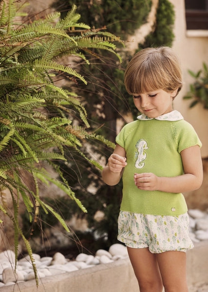 BOYS SEAHORSES KNITTED SHIRT AND SHORT 2P SET