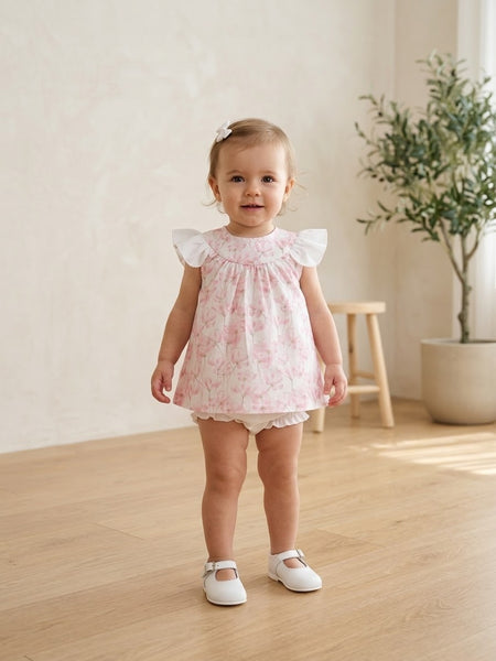 GIRLS CHERRY BLOSSOM SHORT DRESS AND BLOOMER 2P SET