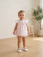 GIRLS CHERRY BLOSSOM SHORT DRESS AND BLOOMER 2P SET