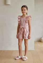 GIRLS RUFFLE SLEEVE AND BOW ROMPER