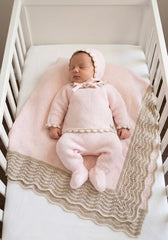 BABY COMBINED WITH BEIGE WAVES BLANKET AND NEWBORN 4P SET