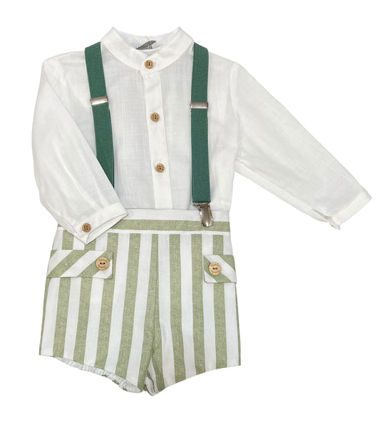 BOY WIDE STRIPED WITH SUSPENDRES LONG SLEEVE SET TROVADOR