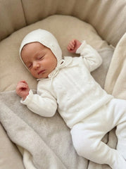 WHITE NEWBORN BOBBLES AND COLLAR 3P SET