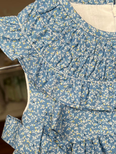 GIRLS PASTEL FLORAL RUFFLE COLLAR BLUE DRESS SUELTAS