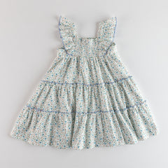 GIRLS FLORAL WITH RUFFLE SLEEVE DRESS