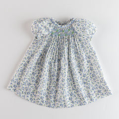 GIRLS FLORAL SMOCKED PUFF SLEEVE DRESS