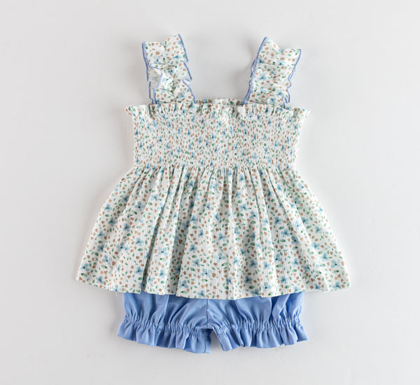 GIRLS FLORAL BLOUSE WITH SHORT 2P SET