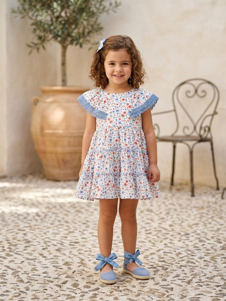 GIRLS FLOWERS WITH BLUE LACE DRESS