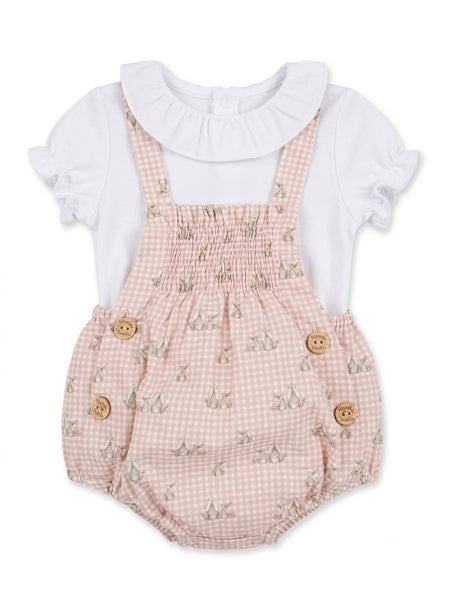 GIRLS BUNNIES FAM ROMPER WITH BLOUSE 2P ARCILLA