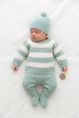 LIGHT GREEN NEWBORN WHITE STRIPED 3P SET