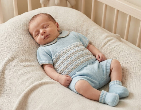 BOYS COLORED CHAIN  KNITTED SHIRT AND SHORT WITH BOOT 3P SET