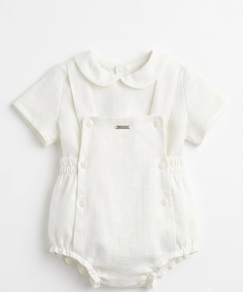 BOYS IVORY SHORT WITH SUSPENDER AND SHIRT 2P