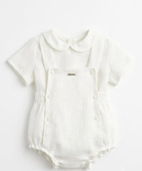 BOYS IVORY SHORT WITH SUSPENDER AND SHIRT 2P