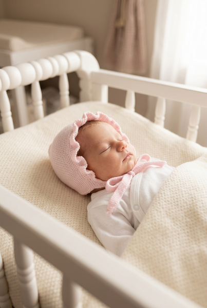 PINK BABY KNITTED BONNET