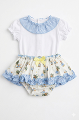 GIRLS BUNNIES WITH PLAID RUFFLE BLOOMER AND BLOUSE 2P SET