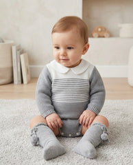 BOYS STRIPED WITH COLLAR ROMPER