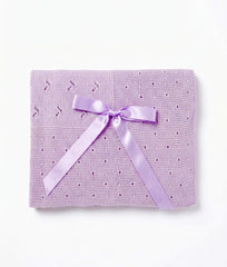 BABY SQUARED UVES BOW KNITTED BLANKET