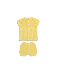 BABY RHOMBUS BUTTONS KNITTED SHIRT AND SHORT 2P SET