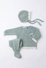DUSTY GREEN GATHERED NEWBORN 3P SET