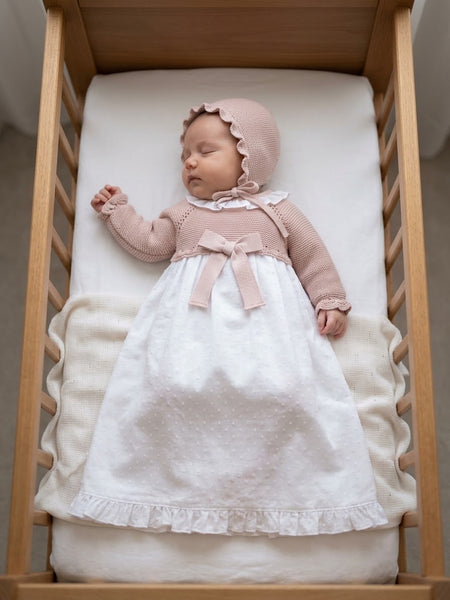 BABY KNITTED PLUMETI GOWN 2P SET