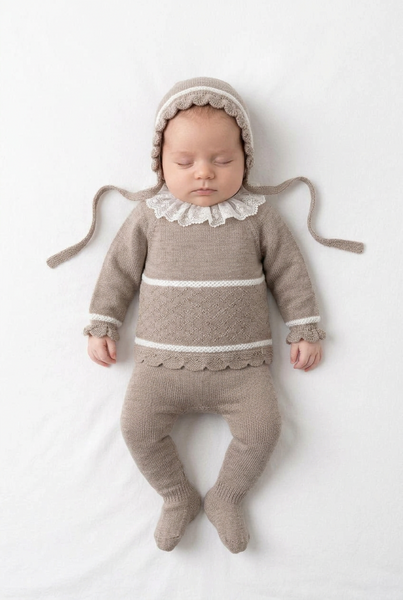 VISON NEWBORN DIAMON PATTERN LACE COLLAR 3P SET