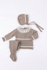 VISON NEWBORN DIAMON PATTERN LACE COLLAR 3P SET
