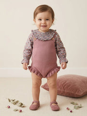 BABY KNITTED ROMPER WITH FLORAL BLOUSE SET CACHEMIRA