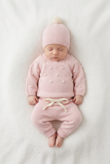DUSTY PINK NEWBORN COLOURED BOBBLE 3P SET