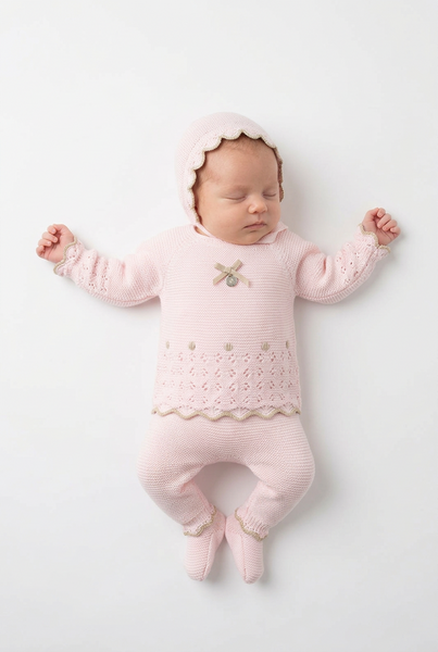 PINK CREAM NEWBORN BOBBLES DETAILS 3P SET