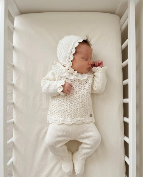 NEWBORN LACE COLLAR POINTELLE 3P SET