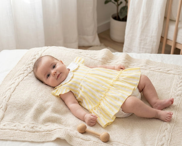 GIRLS YELLOW STRIPED DRESS