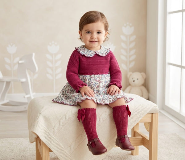 GIRL FLOWERS KNITTED DRESS