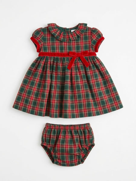 GIRLS CLASSIC TARTAN PUFF SLEEVE DRESS