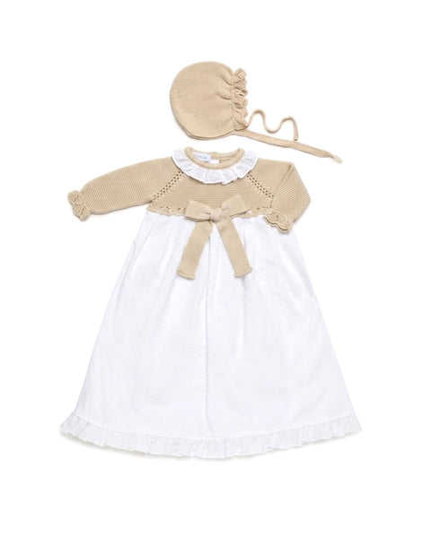 BABY KNITTED PLUMETI GOWN 2P SET