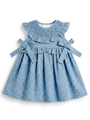 GIRLS PASTEL FLORAL RUFFLE COLLAR BLUE DRESS SUELTAS
