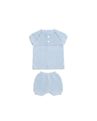 BABY RHOMBUS BUTTONS KNITTED SHIRT AND SHORT 2P SET