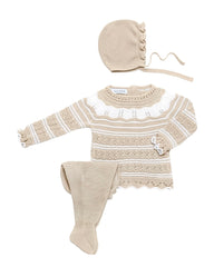 NEWBORN OPENWORK WHITE COMBINED 3P SET