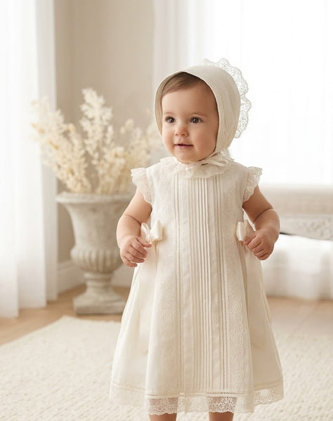 BATISTA CHRITENING IVORY DRESS WITH BONNET 2P